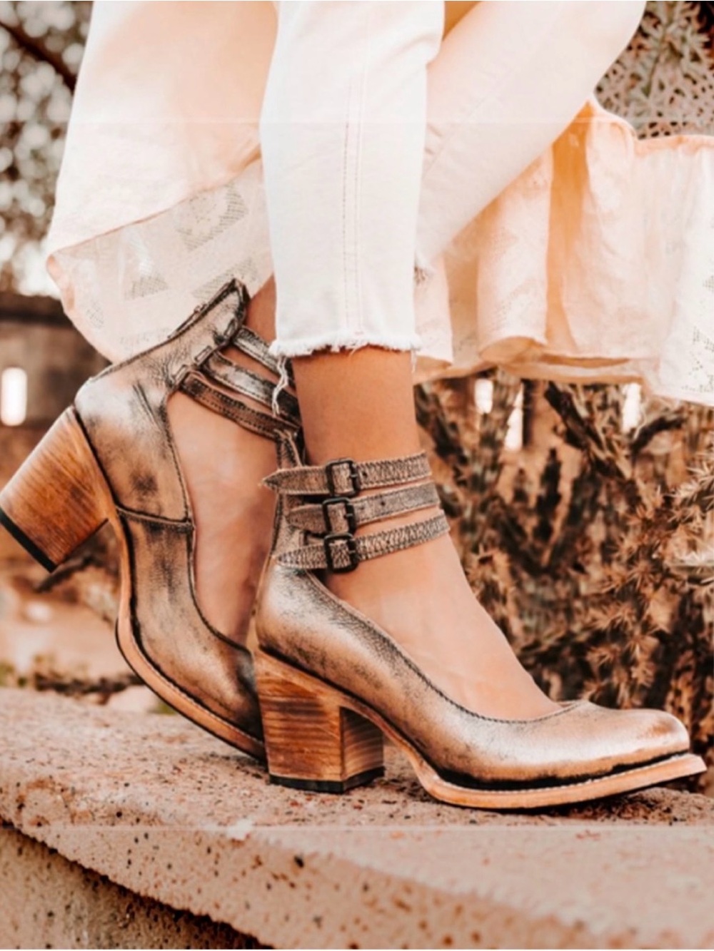 Freebird RANDI Pewter Distressed Leather Ankle Straps Shoe Women’s Size 8